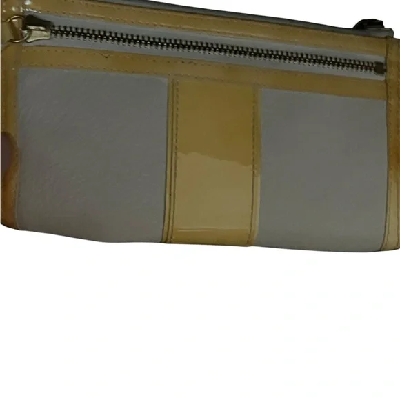 Coach Yellow and Cream Clutch with Leather Texture - Picture 2 of 3